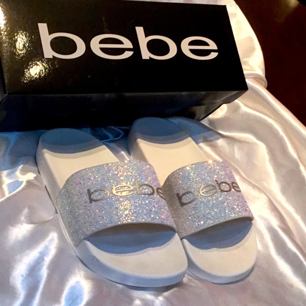 BEBE FRAIDA SPARKLY SLIDE SANDAL SHOES